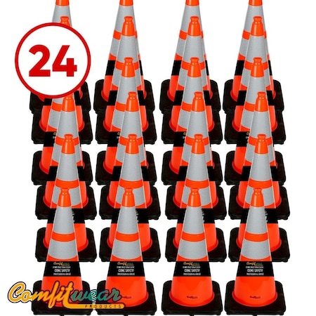 Comfitwear Traffic Cone, 28 in Height, Orange 24 PK COL-FL-280-6-4-24PK